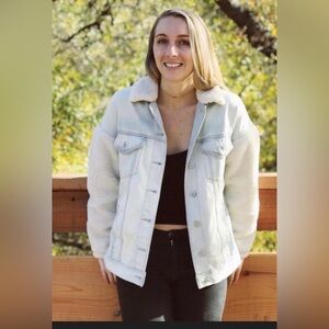 American Eagle Outfitters Sherpa Sleeve Denim Jacket